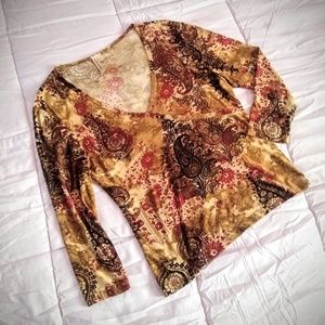 Paisley Floral V Neck Knit Top